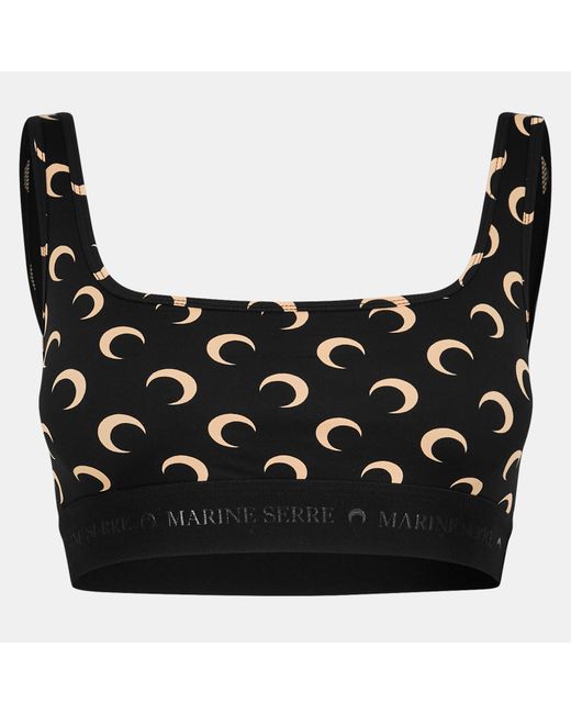 MARINE SERRE Black Jersey Bralettes
