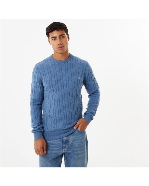 Jack Wills Red Marlow Merino Wool Blend Cable Knitted Jumper for men