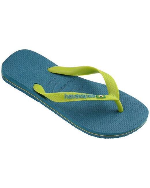 Havaianas Blue Hav. Brasil Logo Ruby Flip Flops