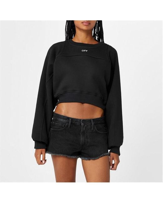 Off-White c/o Virgil Abloh Black Stamp Cropped Crew Sweater