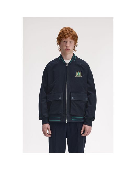 Fred Perry Blue Laurel Emblem Bomber Jacket for men