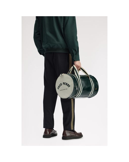 Fred Perry Green Classic Barrel Bag for men