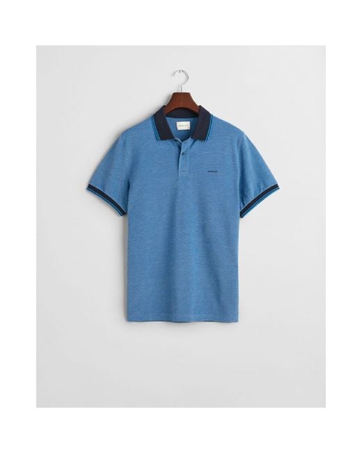 Gant Blue 4-Colour Oxford Piqué Polo Shirt for men