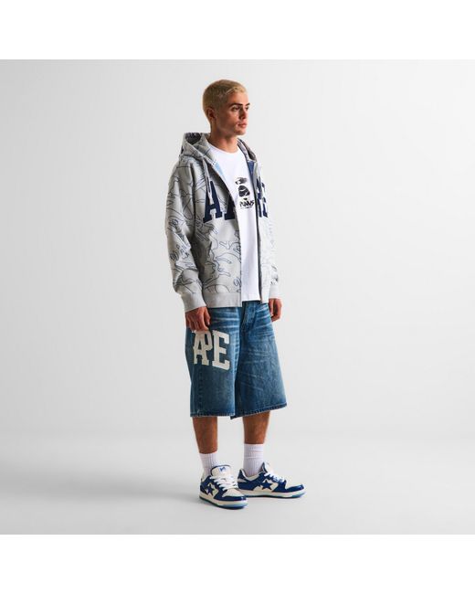 Aape Blue Denim Short Sn63 for men