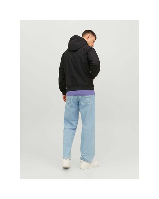 Jack & Jones Black Zipped Hooded Softshell Jacket for men