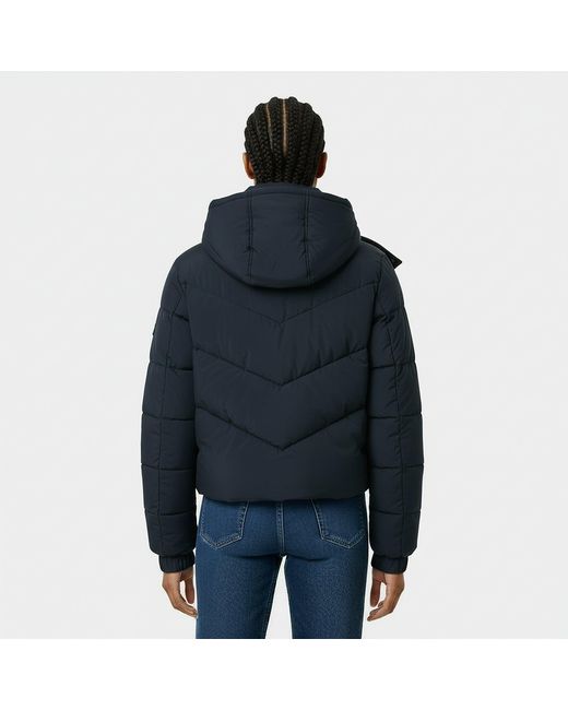 Jack Wills Black Ritcher Padded Waterproof Hooded Cropped Long Sleeve Short Puffer Jacket