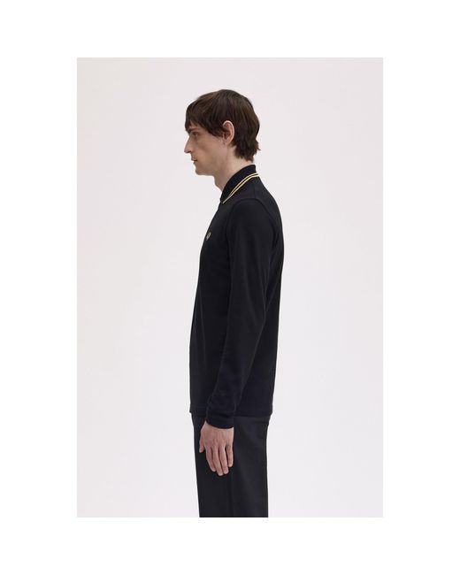 Fred Perry Black Mie Tip Short Sleeve Polo Shirt for men