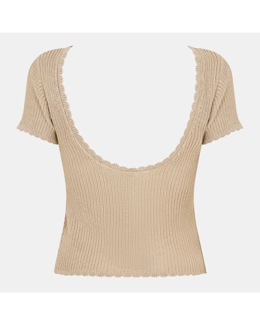 Jack Wills Natural Crochet Open Back Tee