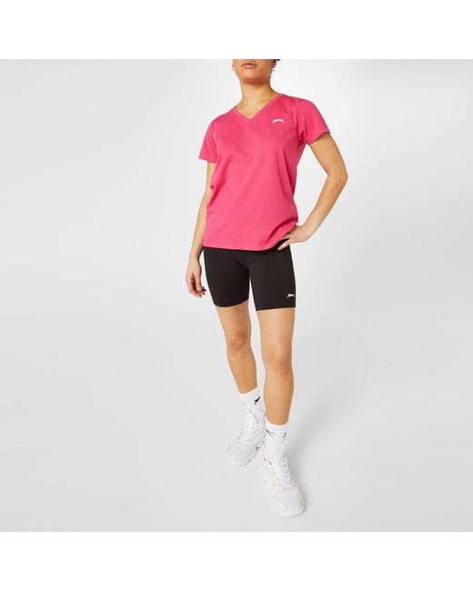 Slazenger 1881 Pink Ladies V Neck Tee Shirt