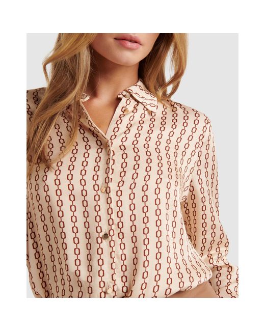 Forever New Multicolor Lila Longline Printed Satin Shirt