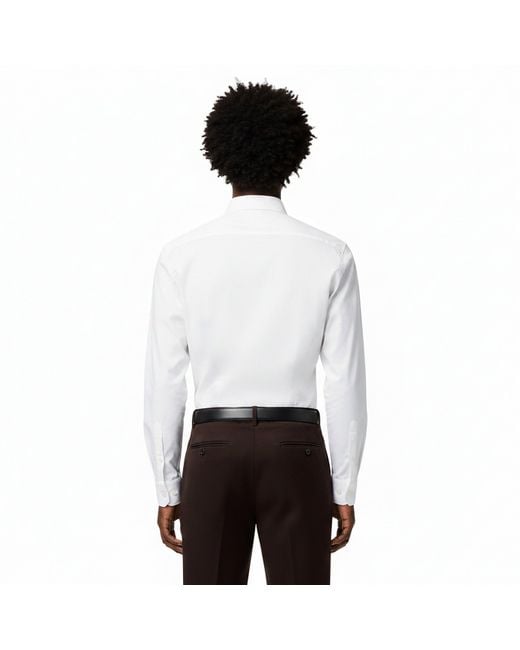 HUGO White Long Sleeve Plain Shirt for men