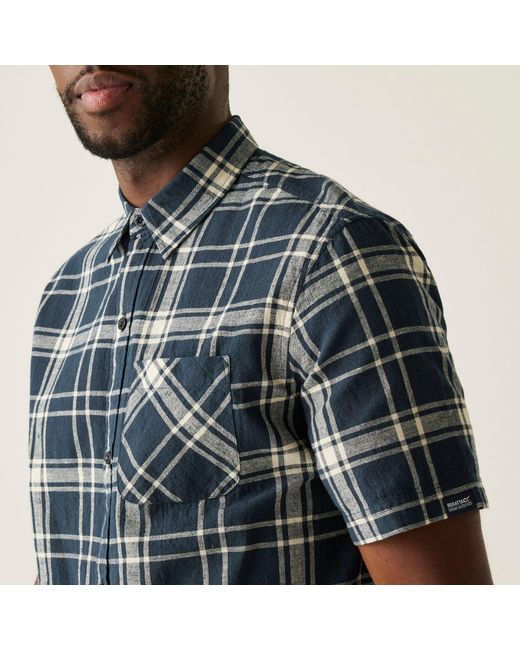 Regatta Blue Loran Long-Sleeve Plain Shirt for men