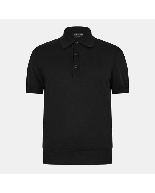 Tom Ford Black Tf Cotton Short Sleeve Polo Shirt for men