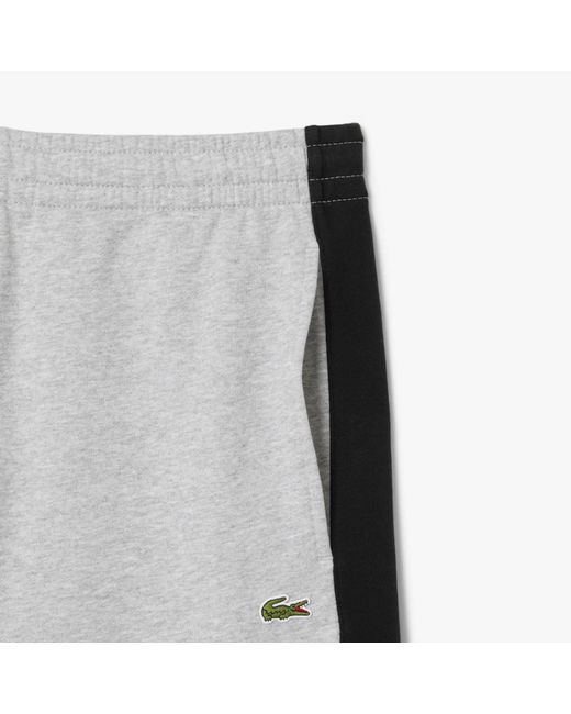 Lacoste Gray Cotton Fleece Colour Block Shorts for men