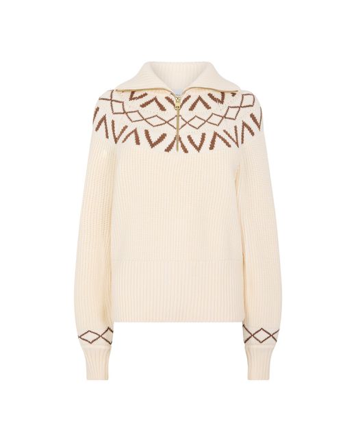Varley Natural Sigrid Ribbed-Knit Half-Zip Sweater