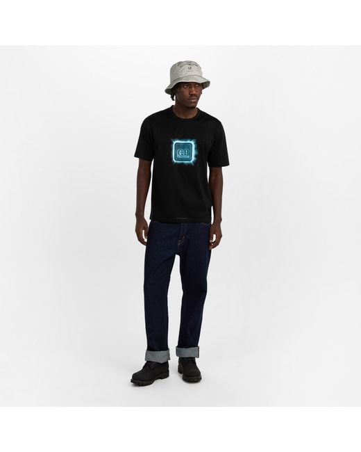 CP COMPANY METROPOLIS Black Front Logo T-Shirt for men
