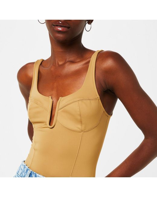 GOOD AMERICAN Blue Scuba U Ring Corset Bodysuit