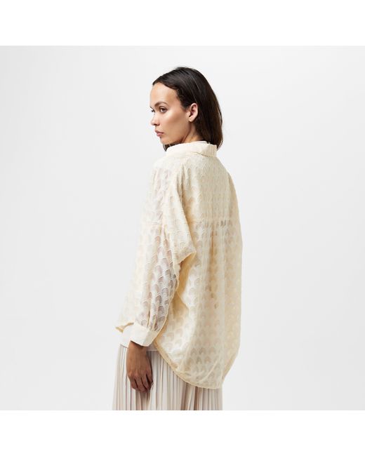 French Connection White Geo Burn-Out Popover Shirt
