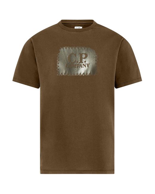 C P Company Green Block Logo Regular Fit T-Shirt for men