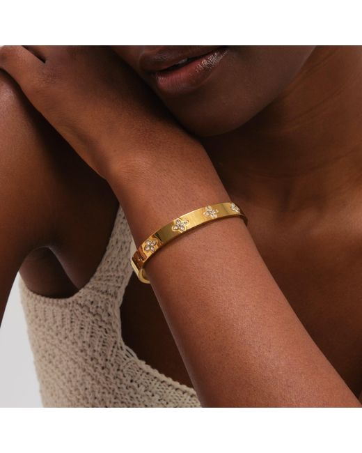 Jon Richard Metallic Plated Waterproof Crystal Clover Bangle