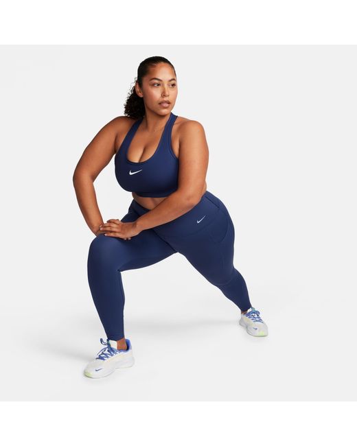Nike Blue Swoosh Medium-Support Padded Sports Bra