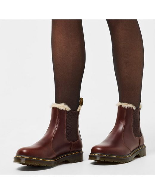 Dr. Martens Brown 2976 Leonore Fur Lined Chelsea Boot