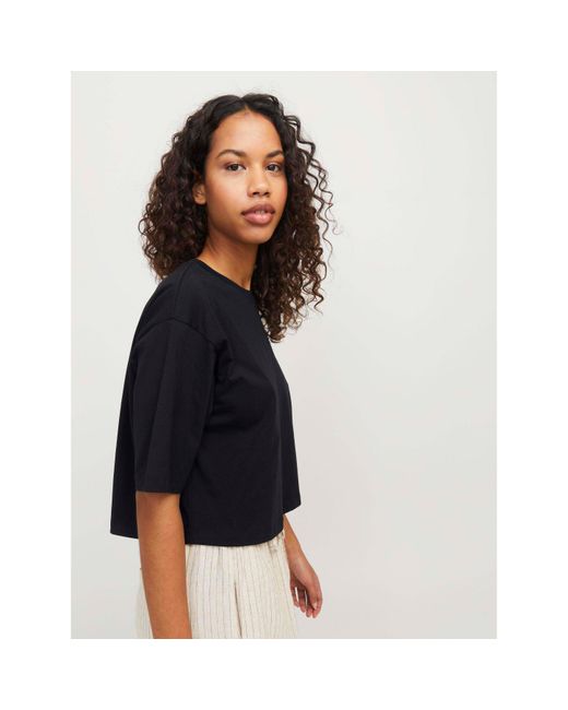 JJXX Black Andrea Loose Cropped T-Shirt Ladies