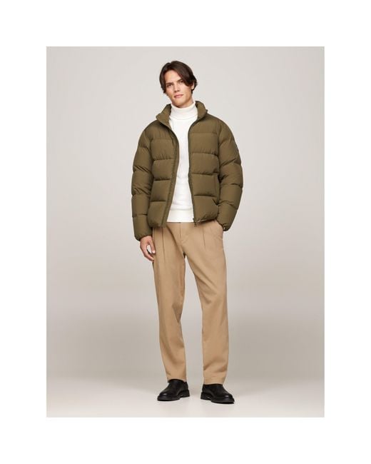 Tommy Hilfiger Green Recycled Polyester Short Puffer Jacket for men