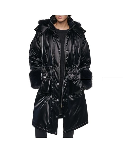 DKNY Black Faux Fur Lngjkt Ld64