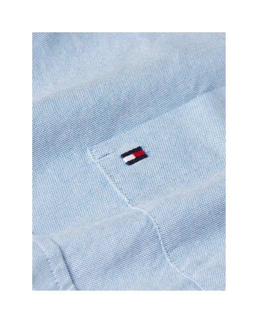 Tommy Hilfiger Blue Heritage Oxford Short-Sleeve Plain Shirt for men