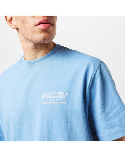 Jack Wills Blue Jw Outline Regular Fit T-Shirt for men
