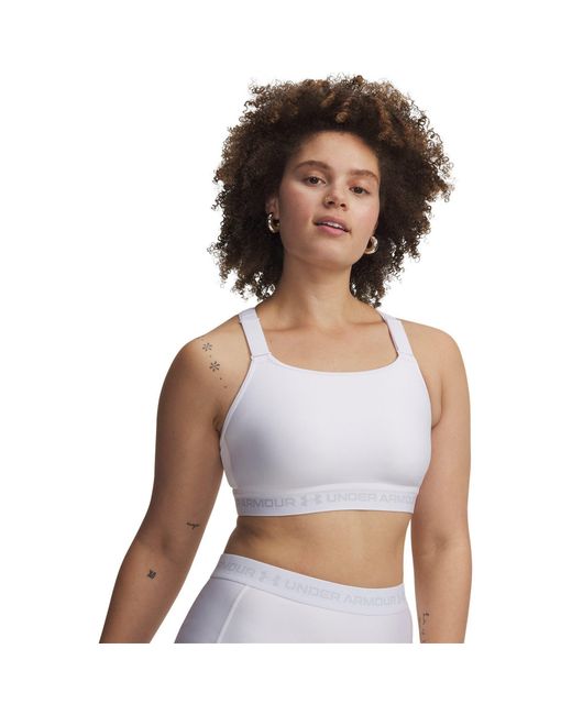 Under Armour White Heatgear Crossback High Sports Bra Halo