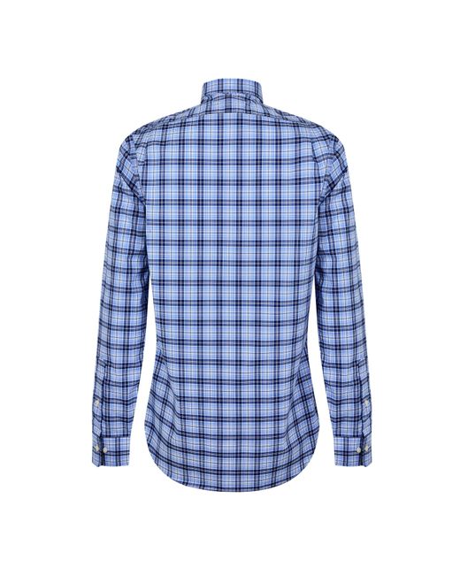 Polo Ralph Lauren Blue Poplin Check Long Sleeve Shirt for men