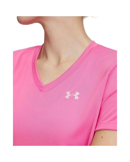 Under Armour Pink Tech V-Neck Short Sleeve