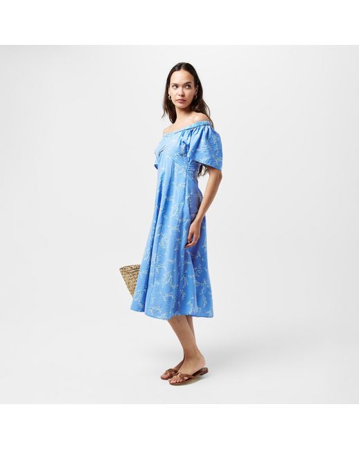 French Connection Blue Daniella Structured Seaming A Line Dress