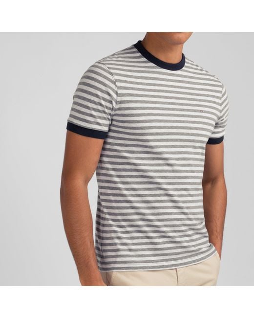 Eden Park Gray Short-Sleeved Striped T-Shirt for men