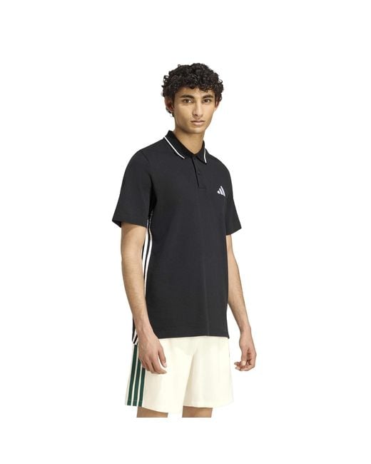 Adidas Blue Essentials Cotton 3-Stripes Polo Shirt for men