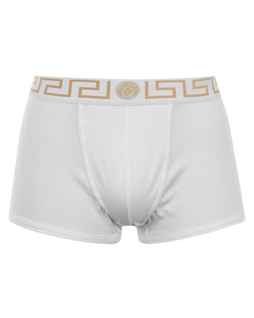 Versace Black Two Pack Greca Waistband Trunks for men