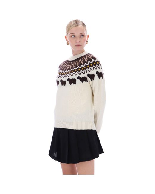 Hunter White Fairisle Crew Neck Jumper