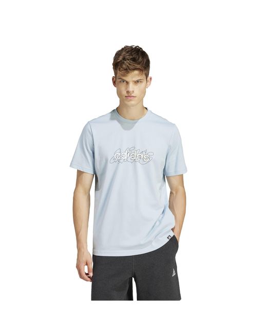 Adidas Blue Essentials Single Jersey Logo T-Shirt for men