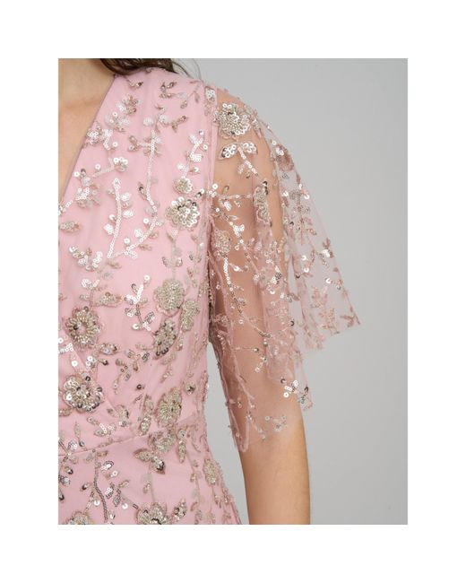 Gina Bacconi Pink Myla Beaded Maxi Dress