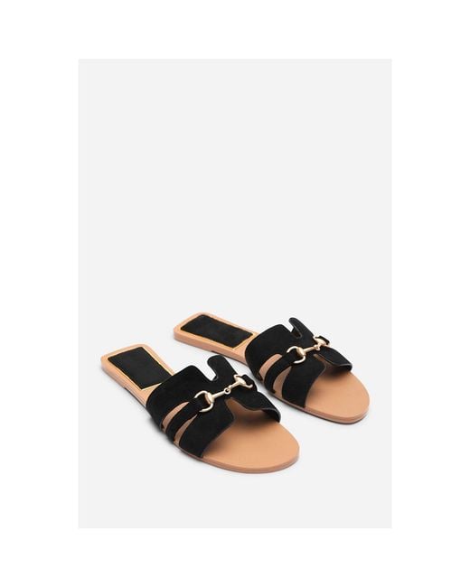 Where's That From Brown Dorina Embellished Wide Fit Suede Slide On S