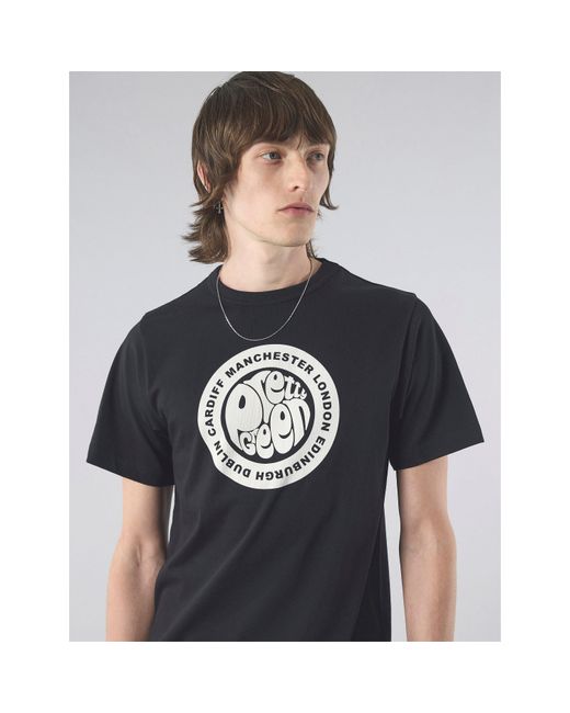 Pretty Green Black Pg Tour Logo Regular Fit T-Shirt for men
