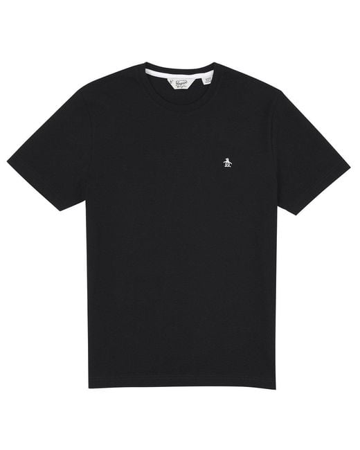 Original Penguin Black Pin Point Embroidered T-Shirt for men