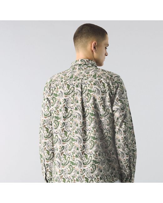 Pretty Green Natural Aquarelle Paisley Long-Sleeve Patterned Shirt for men