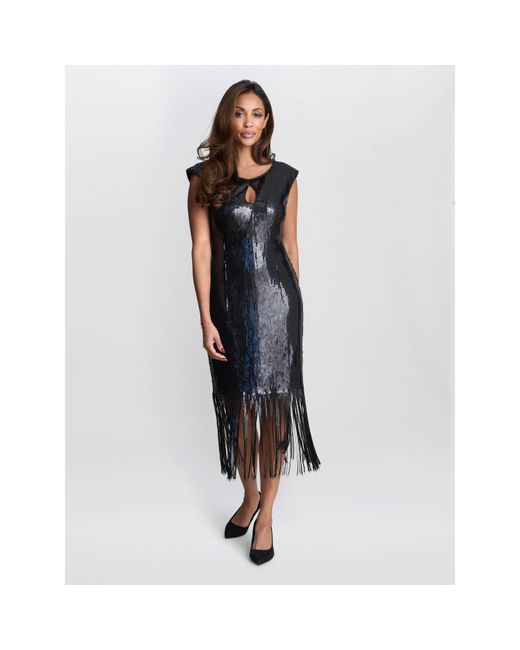 Gina Bacconi Black Breanna Sequin Cocktail Dress