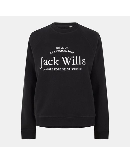 Jack Wills Black Hunston Graphic Crew Neck Sweatshirt