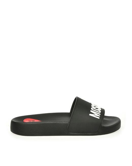 Love Moschino Black Embossed Logo Sliders