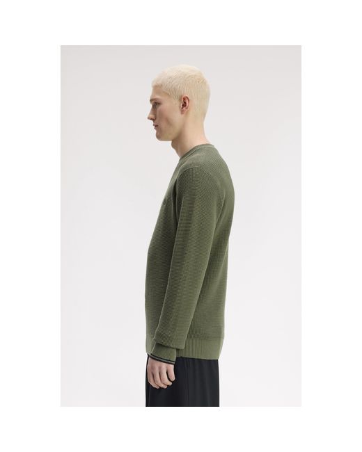 Fred Perry Green Crew Neck Jumper for men