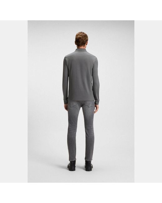 Boss Gray Passerby Slim Fit Long Sleeve Polo Shirt for men